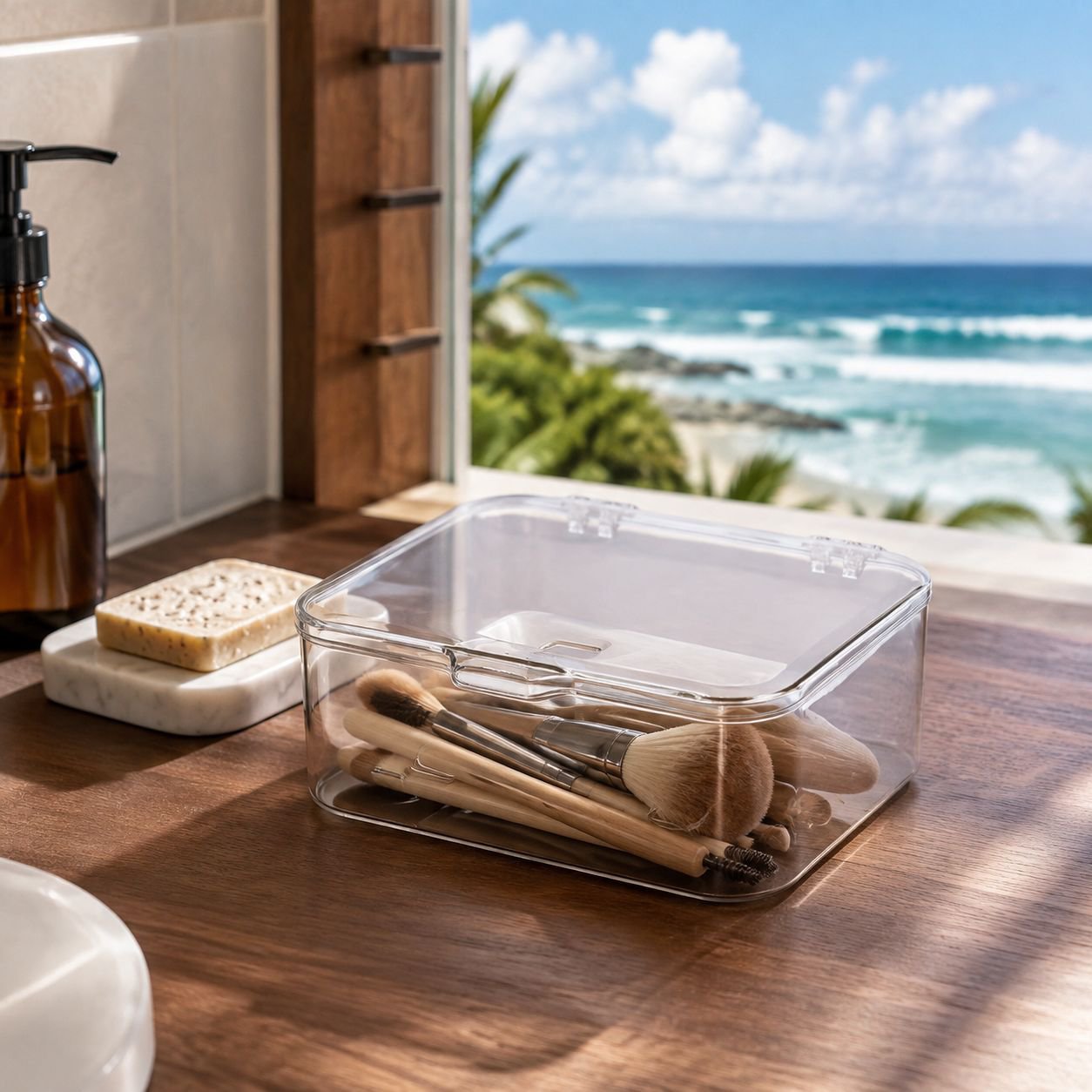 Clear Dustproof Flip Lid Organizer Box