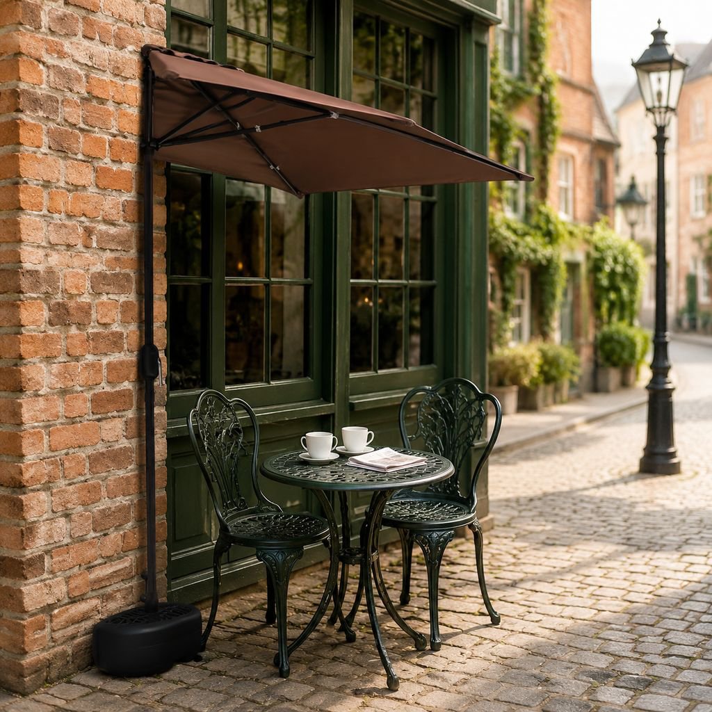 Modern wall-mounted umbrella with UV-resistant fabric