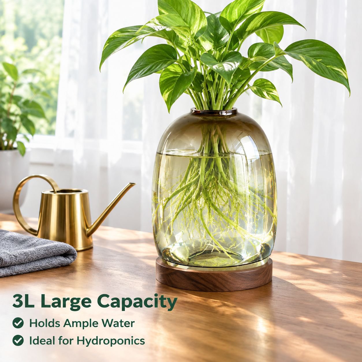 Large Belly Glass Floor Vase Hydroponic Plant Pot Entryway Decor