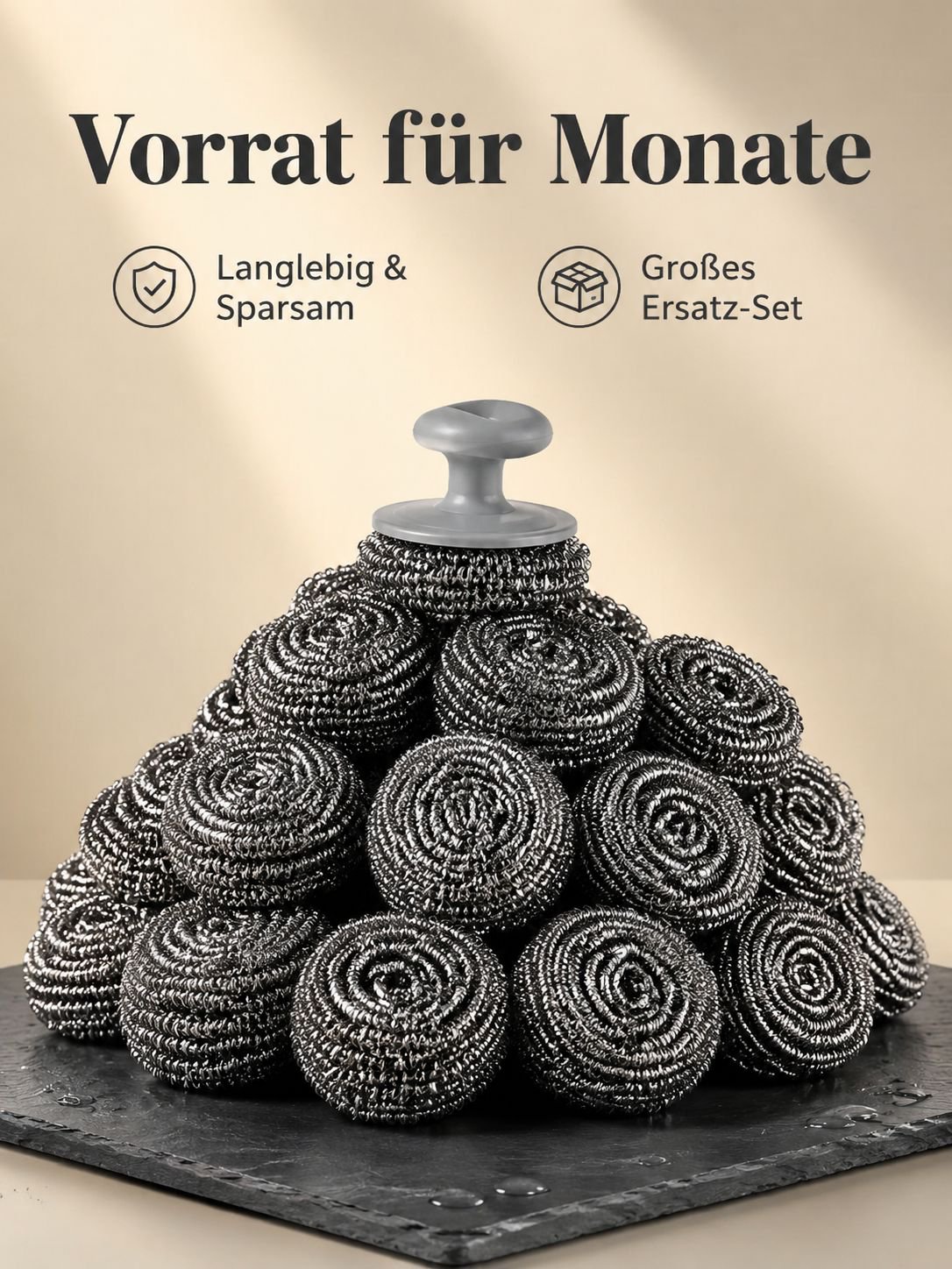 Spülbürste mit auswechselbarem Stahlschwamm, 30er Bulk-Pack, großes Reinigungsset