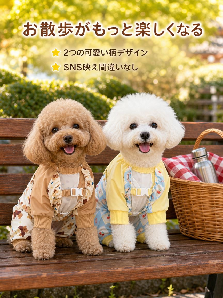 小中型犬プリントの防塵パンツ