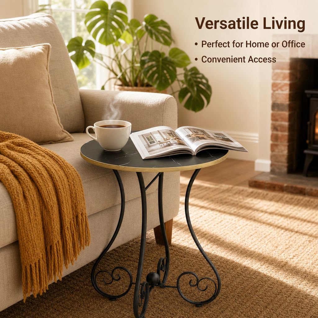 Small Movable Side Table Next to Sofa