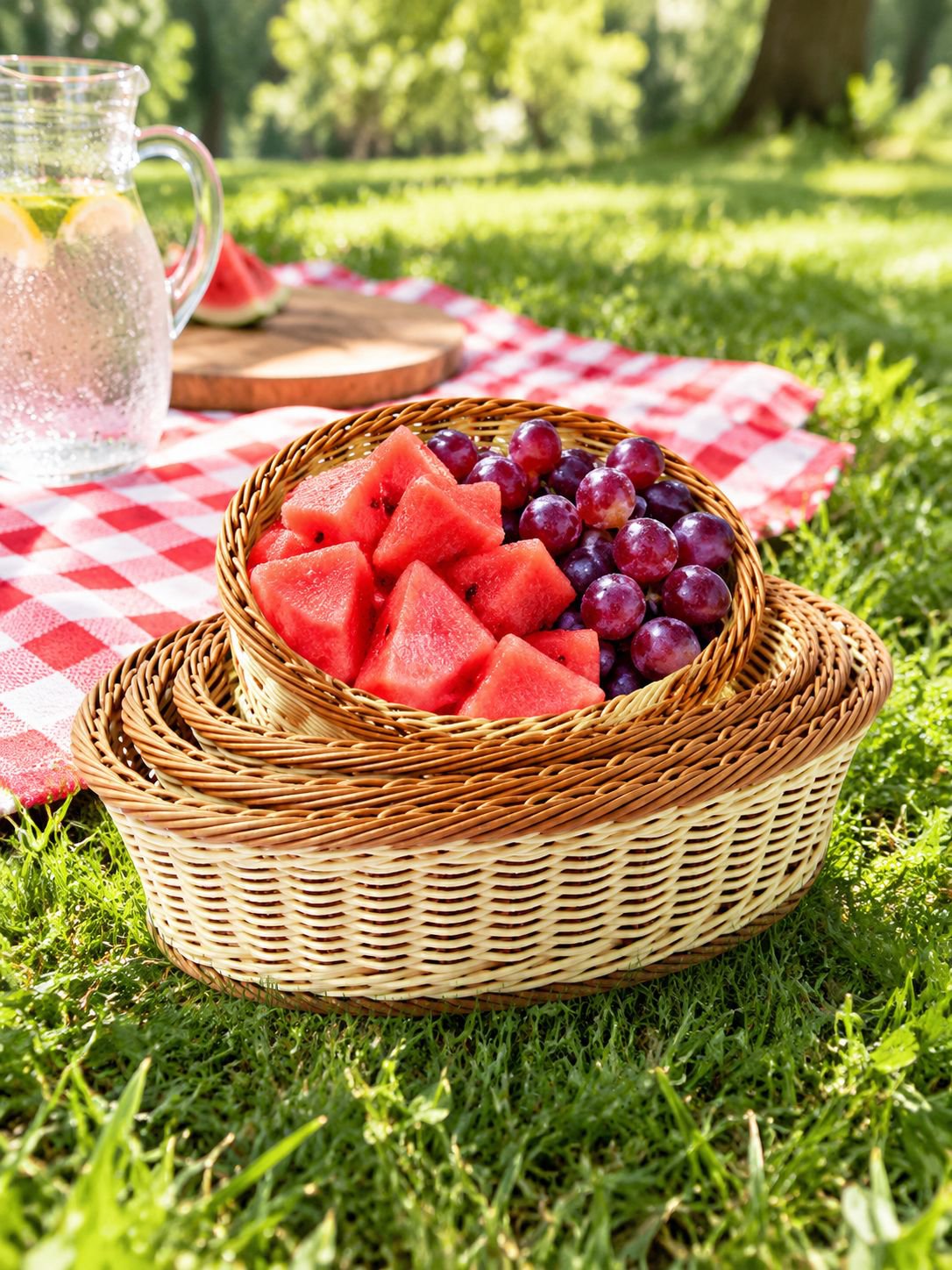 Cesta organizadora para frutas y pan en el hogar