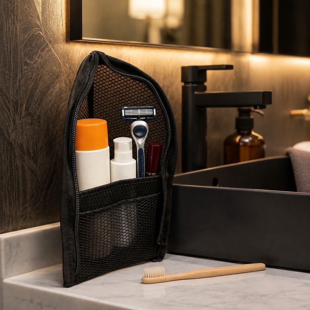 Makeup bag with easy-carry handle