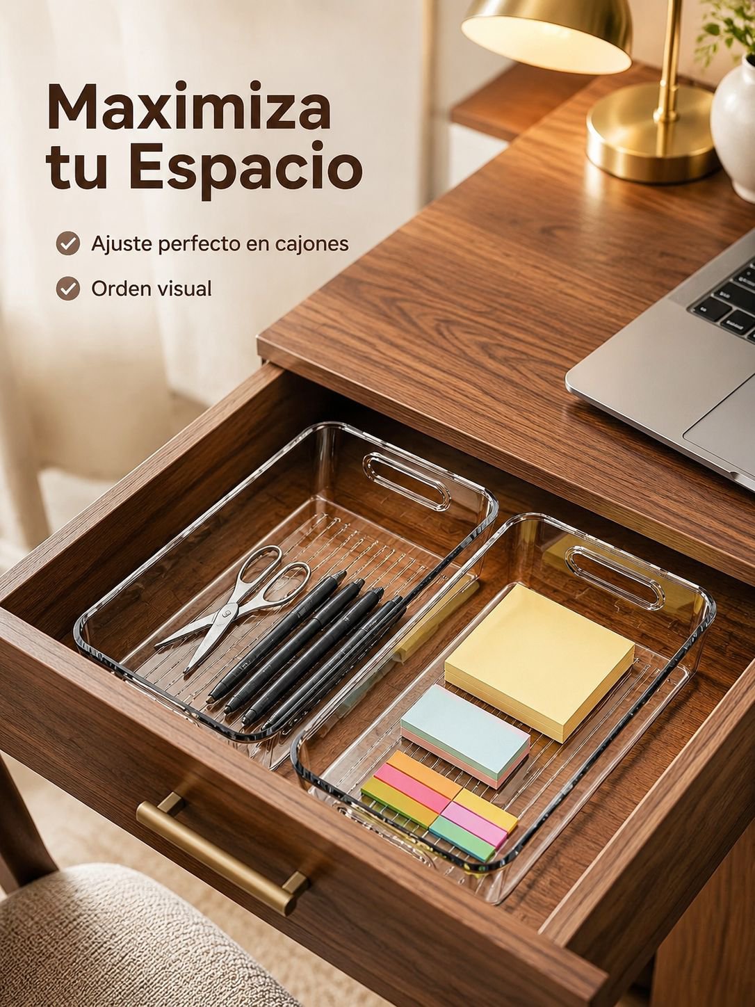Caja organizadora de acrílico mediana para escritorio