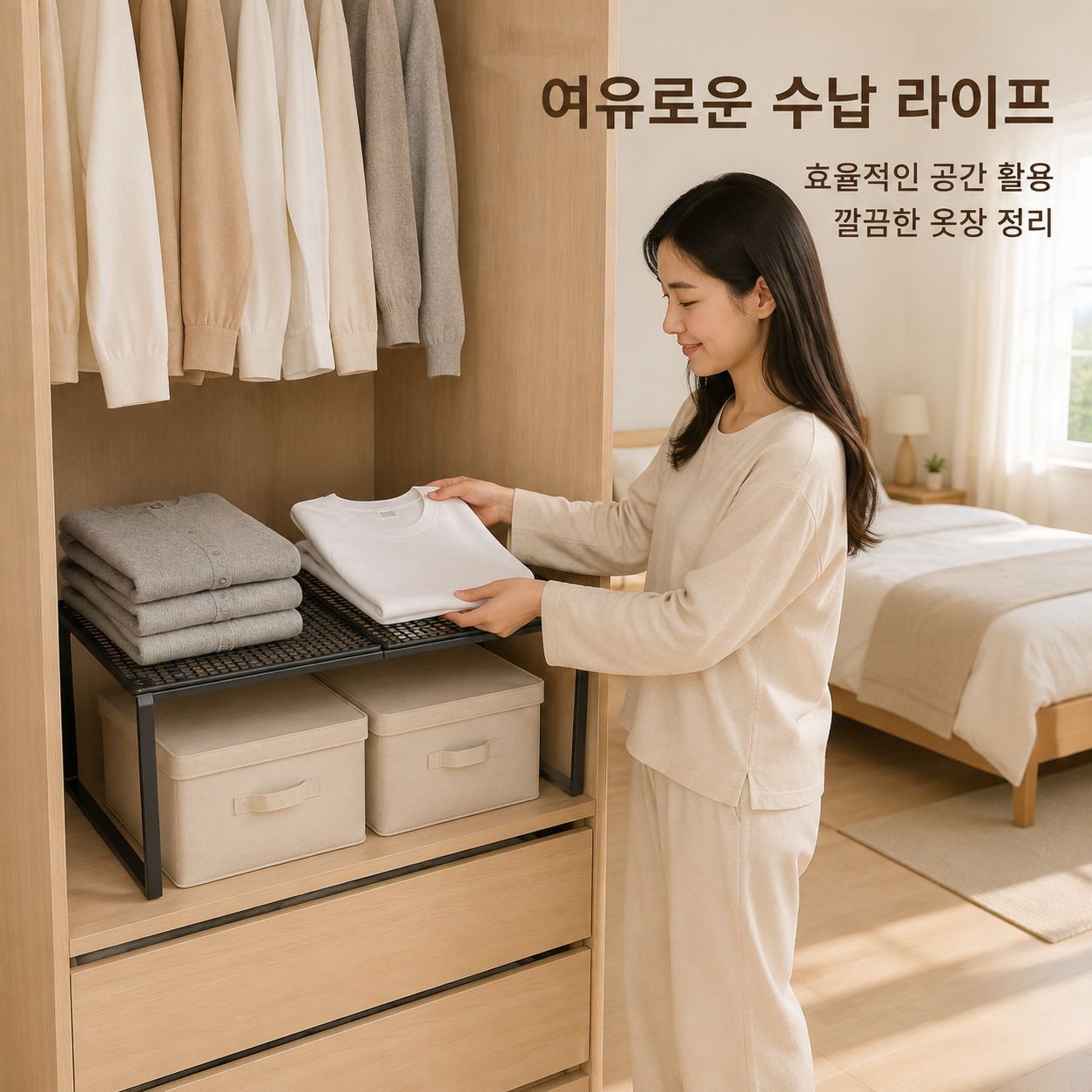 옷장 내부 확장형 수납 선반