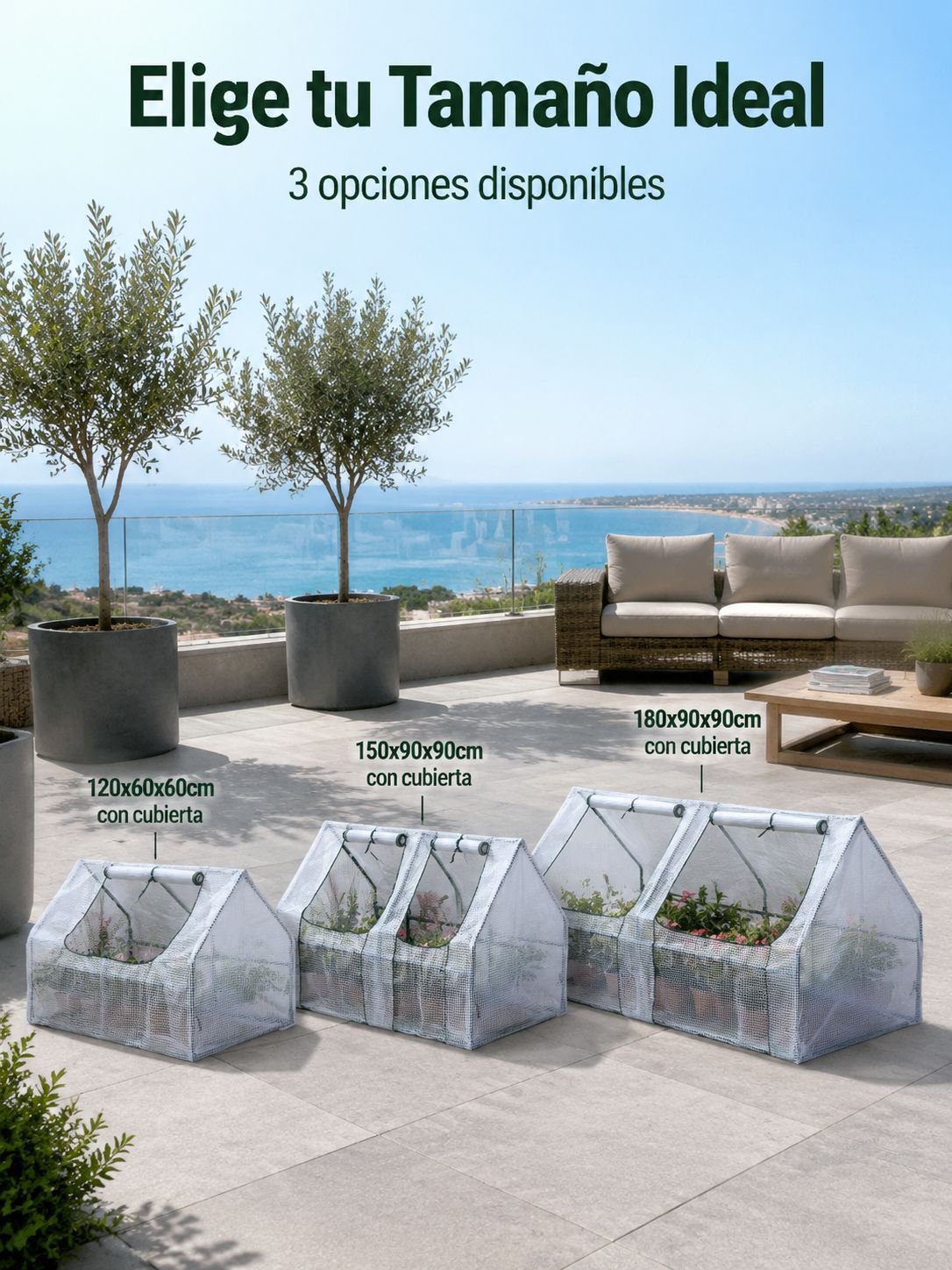 Invernadero doméstico antifrío para balcón, patio y jardín