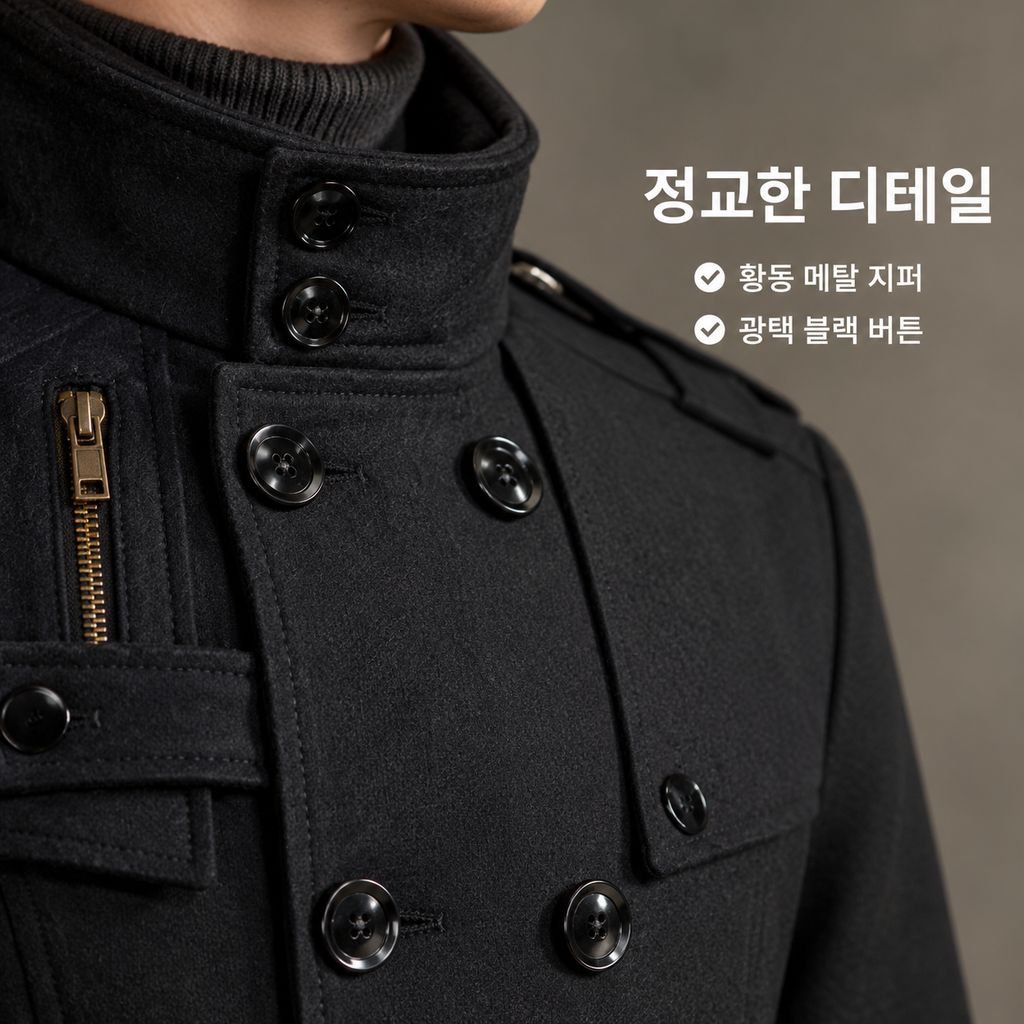 남성 클래식 슬림핏 미디 롱 모직 코트 트렌치 자켓