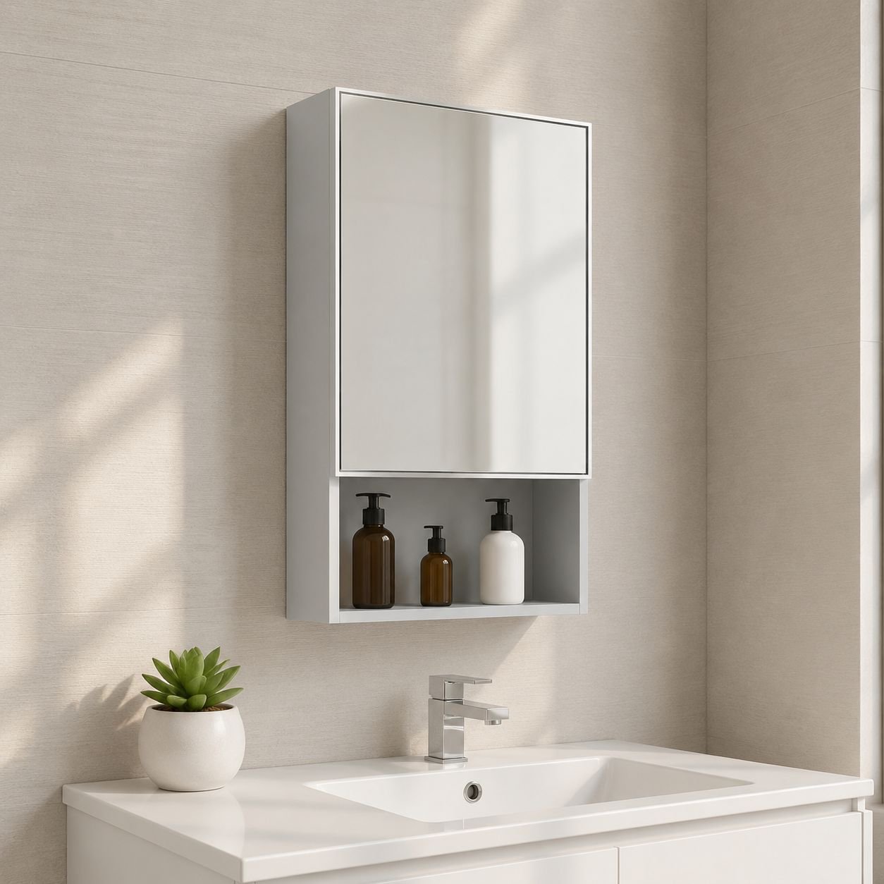 Bathroom Wall Mounted Aluminum Mirror Cabinet