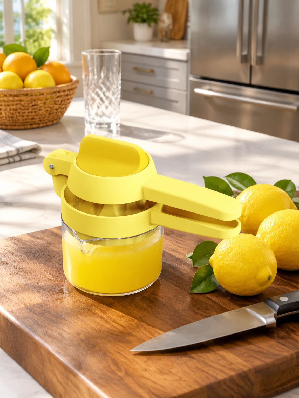 Ergonomic Hand Press Lemon Squeezer in Stainless Steel