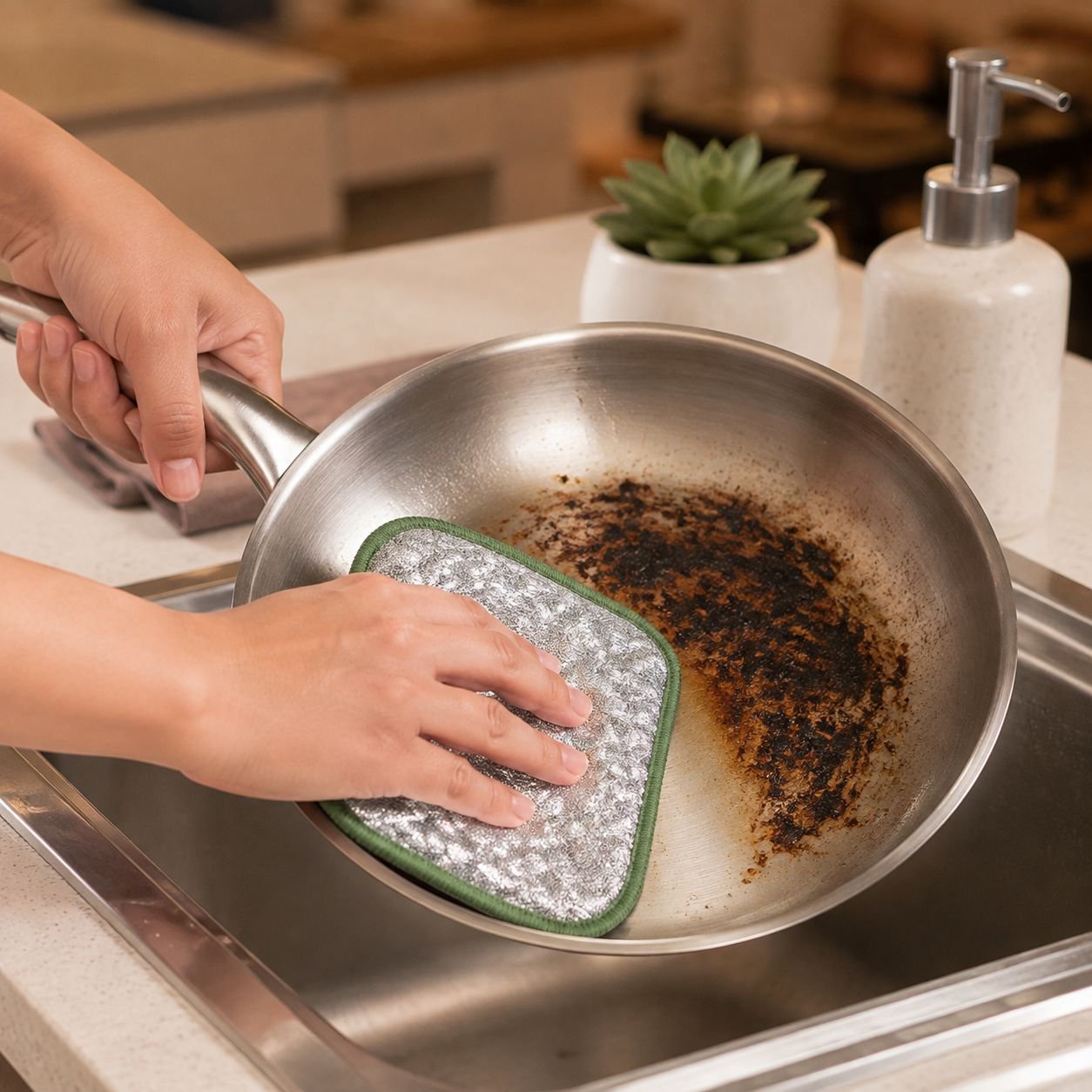 Trapo de cocina de hilo plateado, grueso y fácil de limpiar