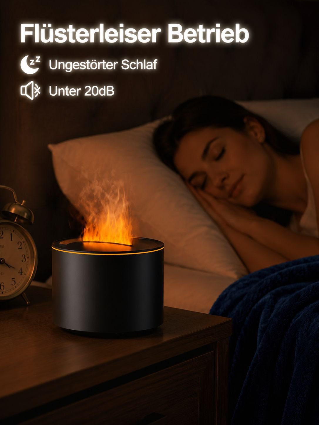 Aroma-Luftbefeuchter mit buntem Flammeneffekt