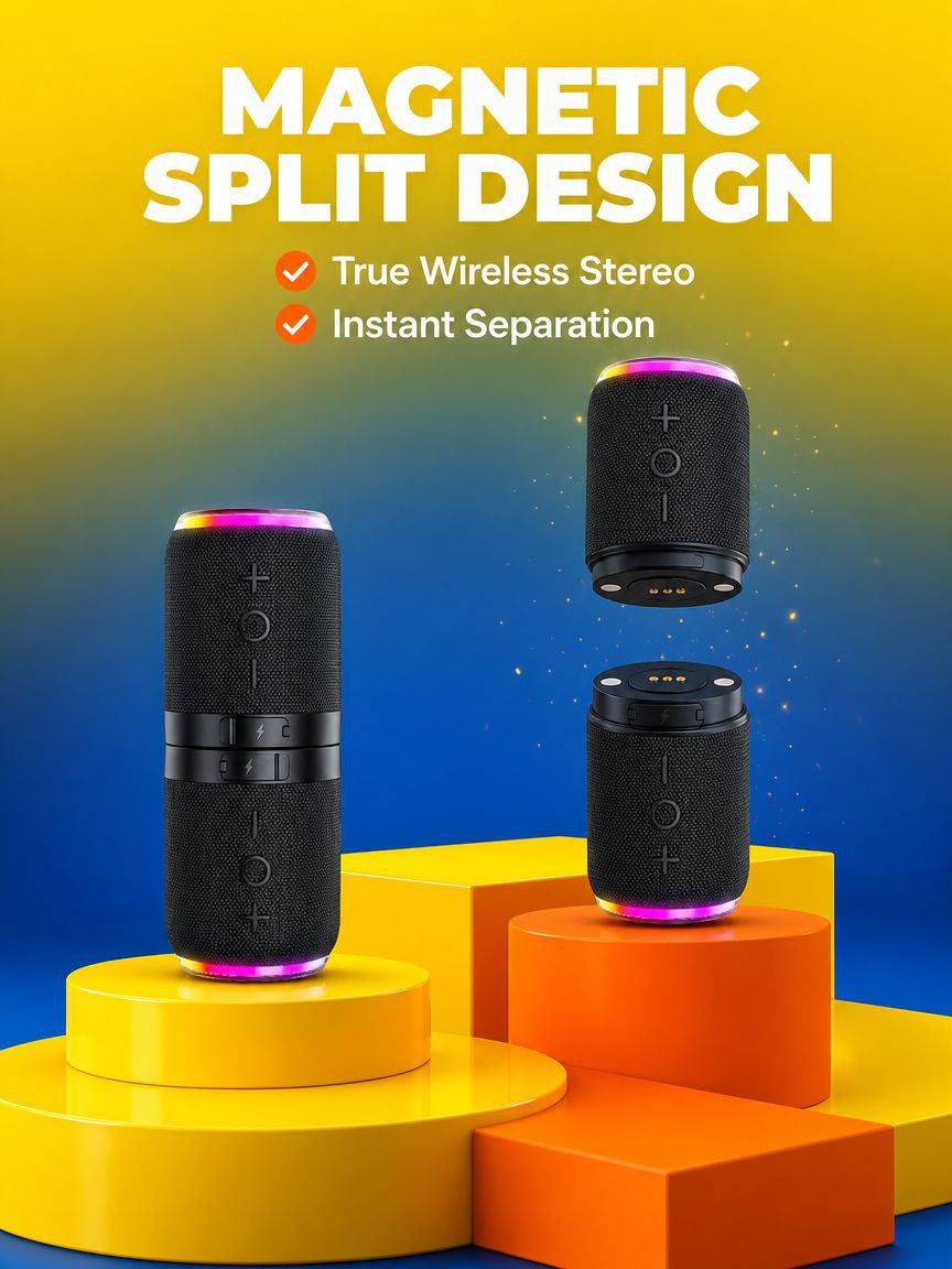 Magnetic Portable Bluetooth Speaker