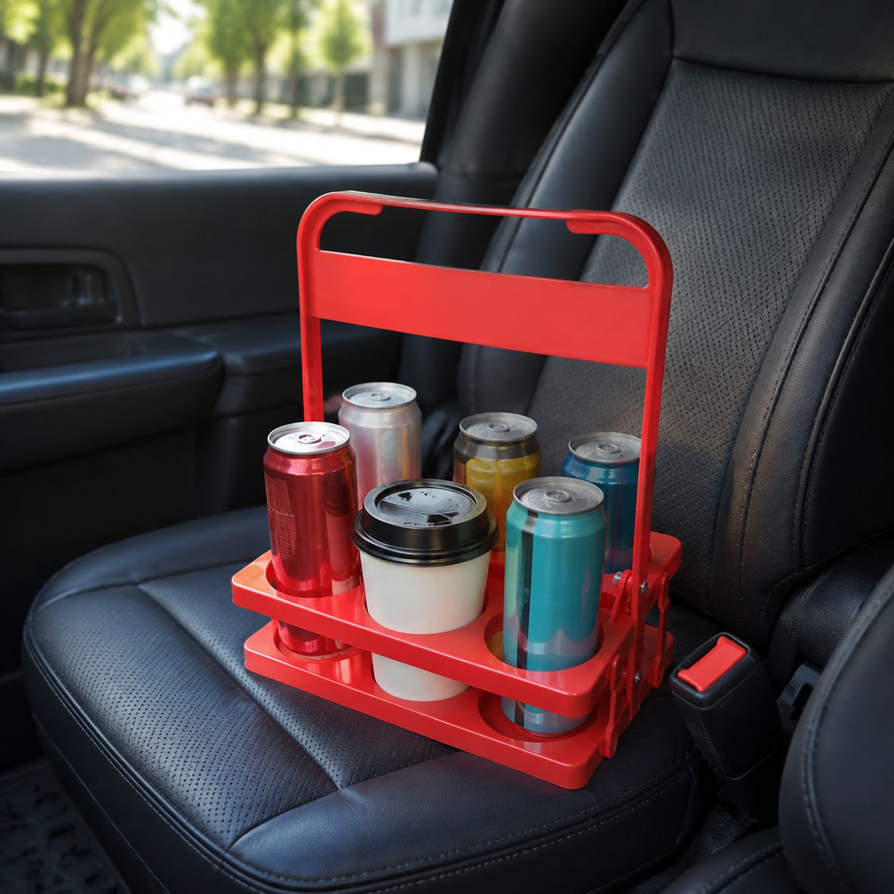 Portable 6-Bottle Drink Holder Foldable Plastic Beer Rack Beverage Storage Basket