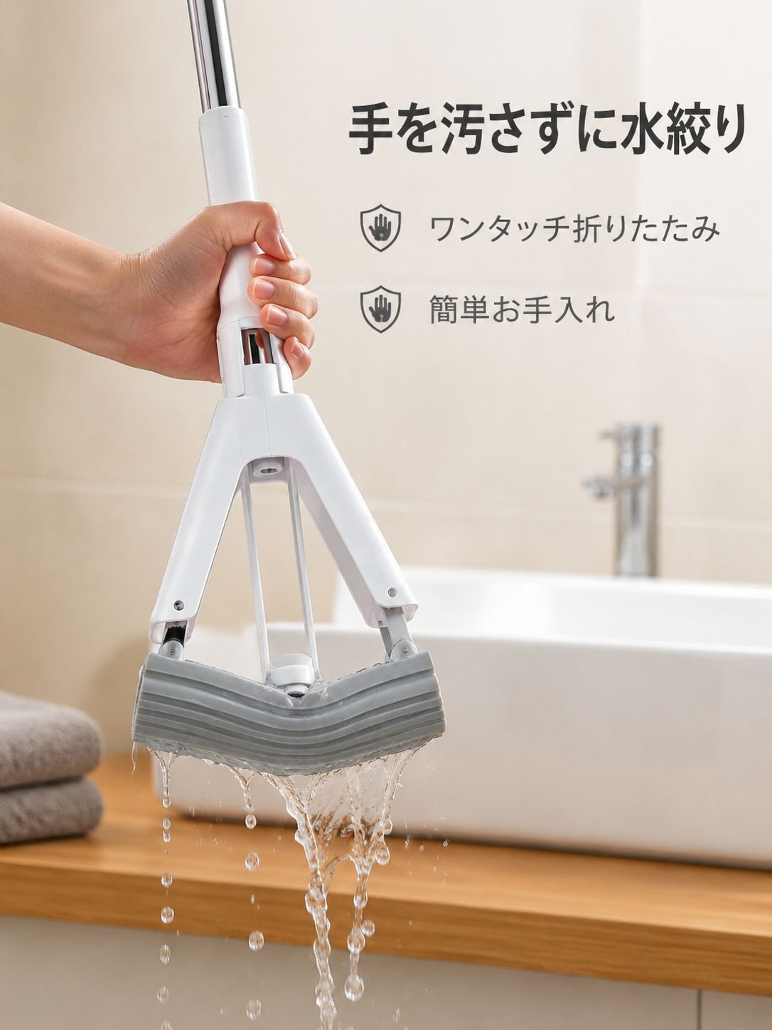 吸水性に優れたコットンモップ
