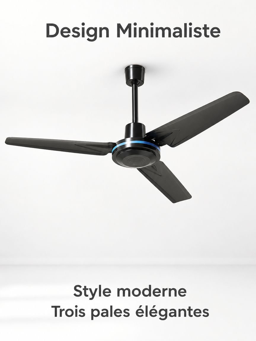 Ventilateur de plafond domestique à trois pales, silencieux et télécommandé