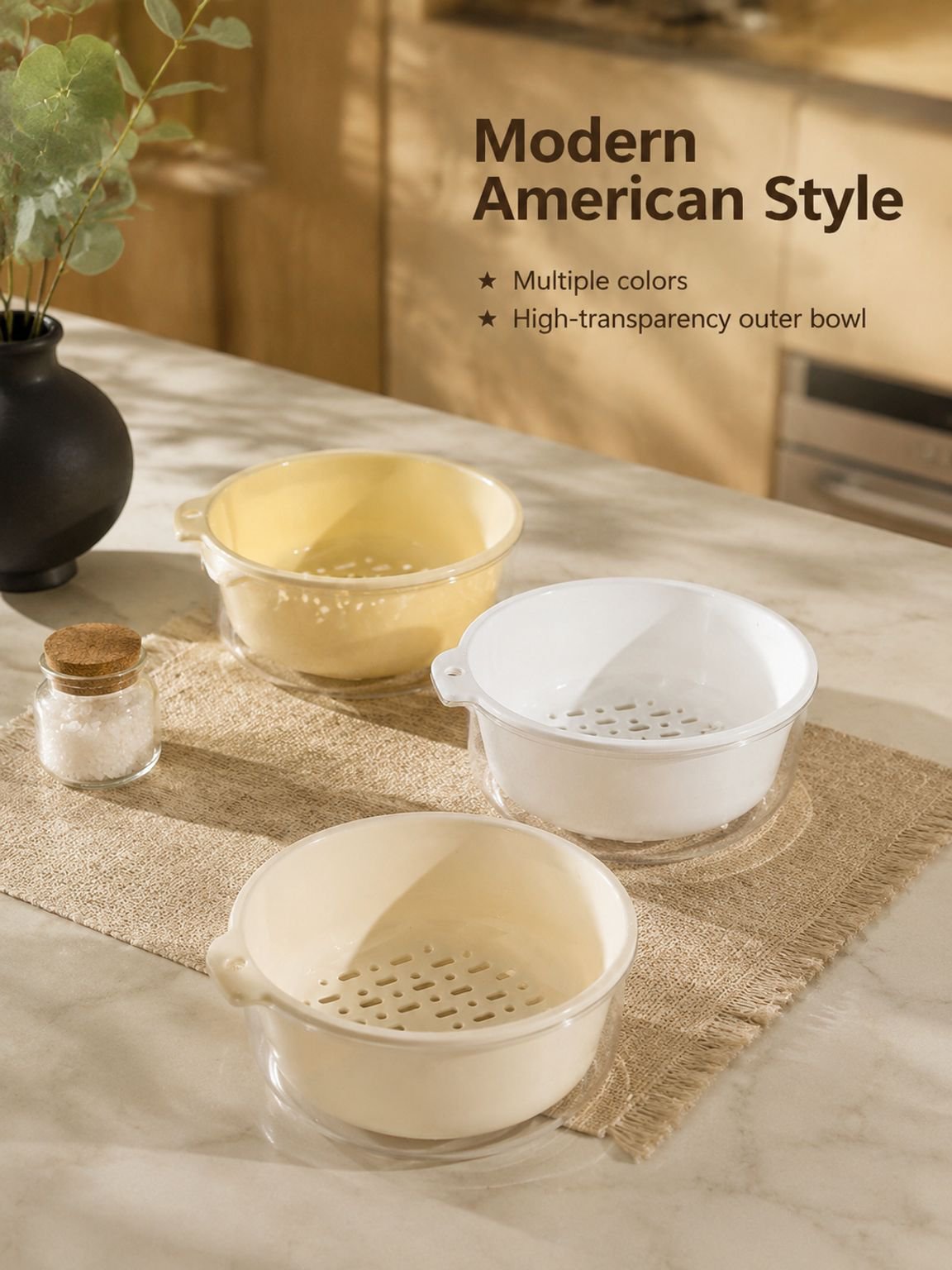 Kitchen Double-Layer Veggie Washing & Fruit Drain Basket
