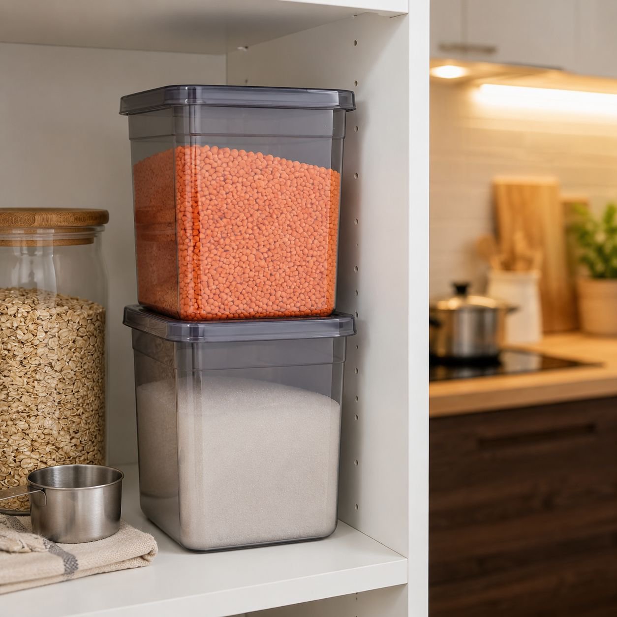 Stackable Fridge Storage Bin with Plastic Handle