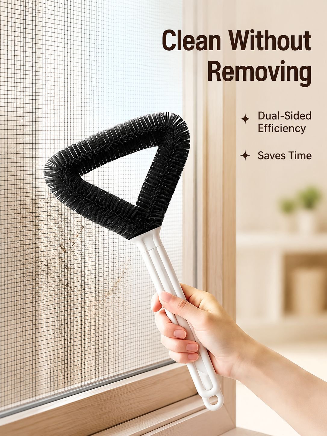 Double-sided Triangular Screen Window Cleaning Brush, No Disassembly Needed