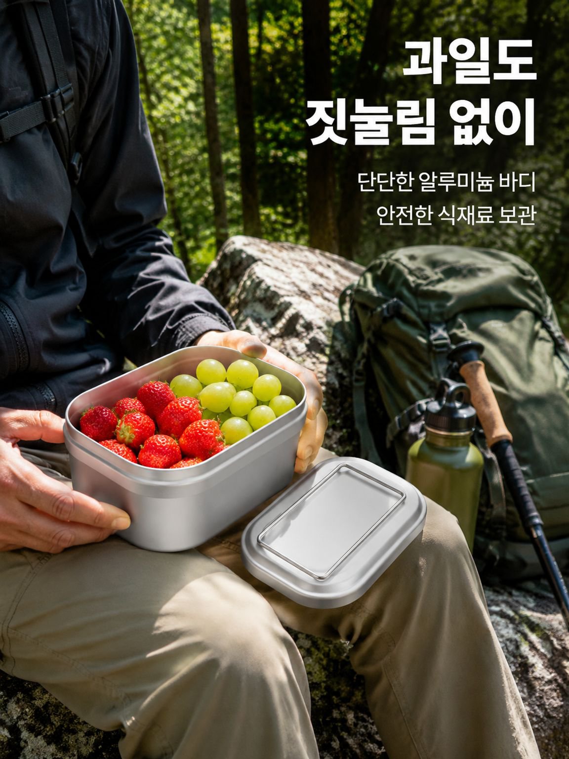 풀 알루미늄 도시락 손잡이 사각형 야외 캠핑