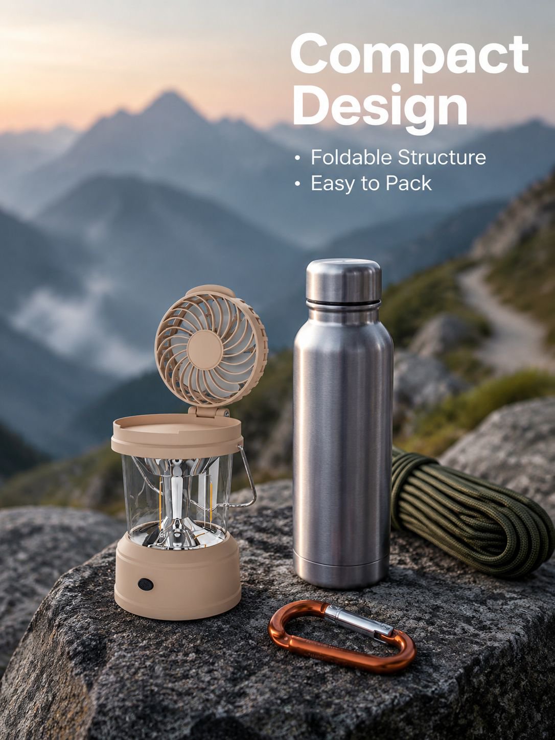 Portable High-Intensity Folding Tent Light Fan Multifunctional Camping Lantern