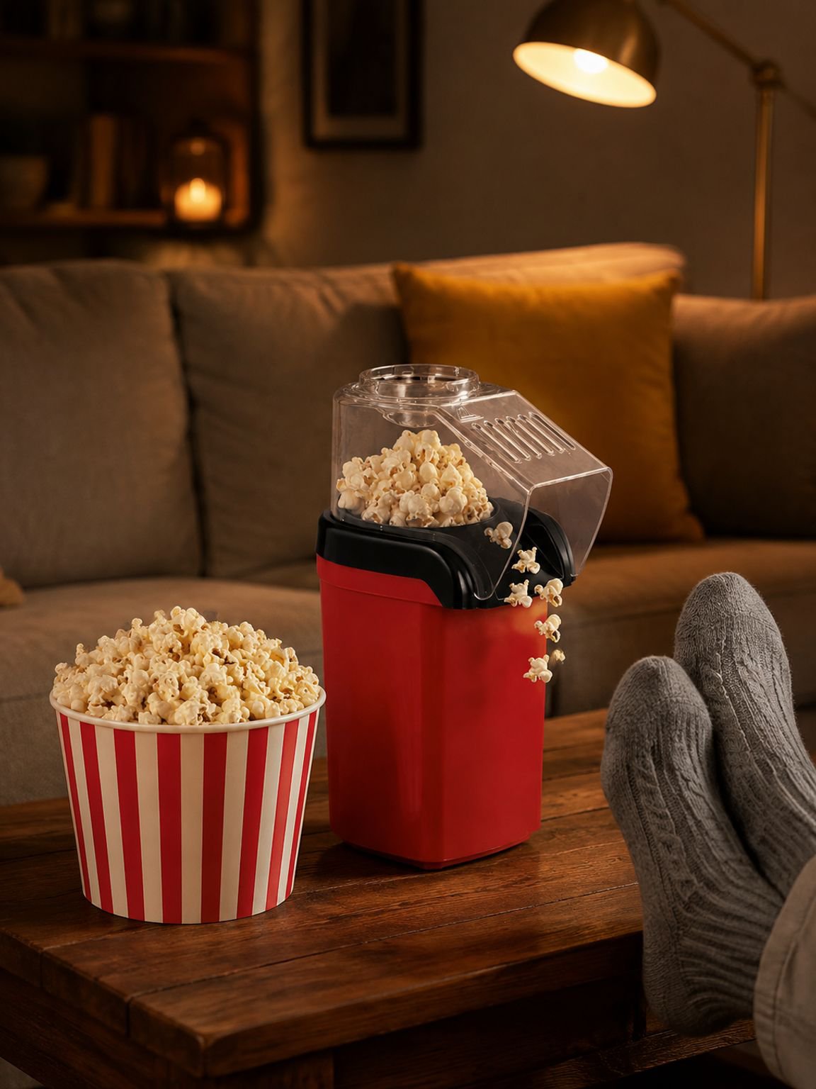 Quick popcorn maker for low calorie snacks