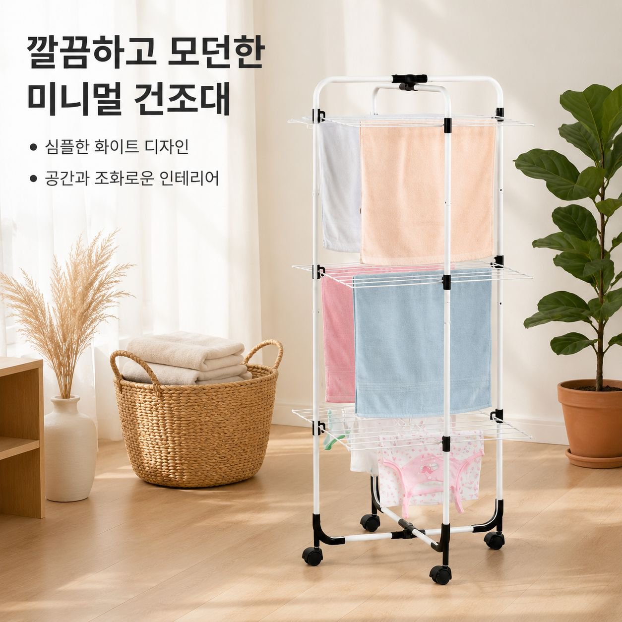 실내 및 실외용 바닥 설치형 빨래 건조대