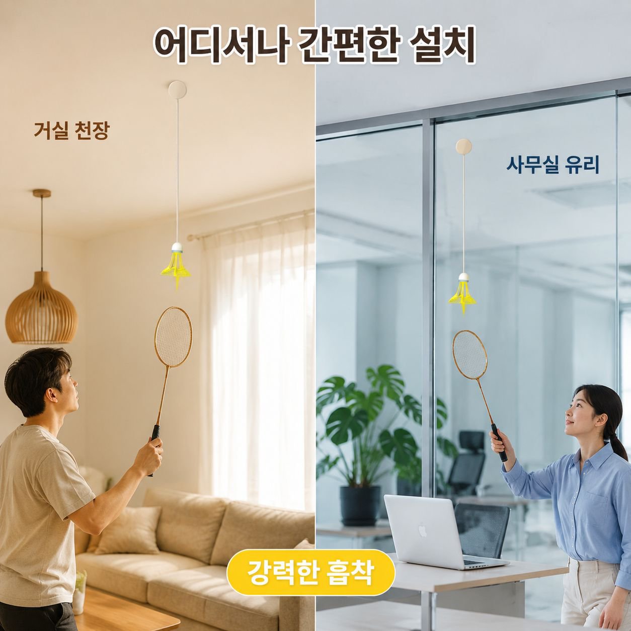 자동 리바운드 흡착식 실내외 배드민턴 트레이너