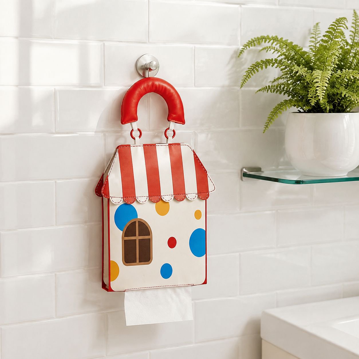 Cute waterproof tissue bag wall-mounted in bathroom