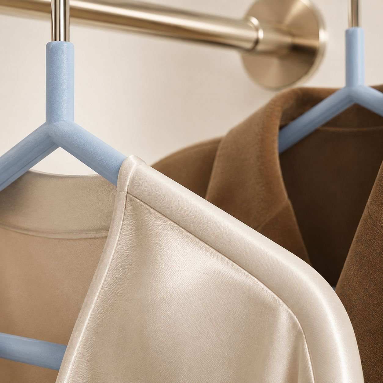 Soft non-slip hanger holding delicate garments