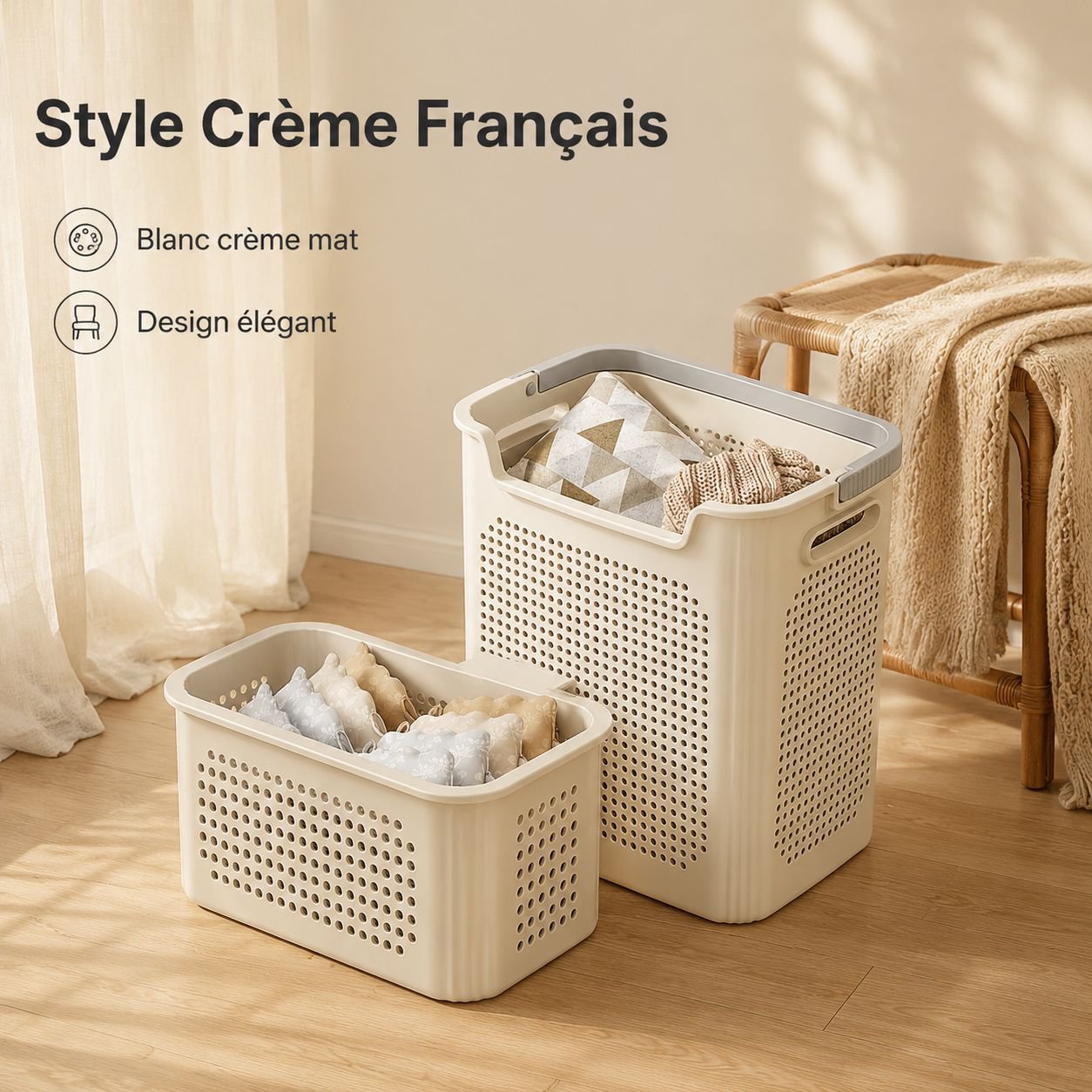 Panier à linge crème