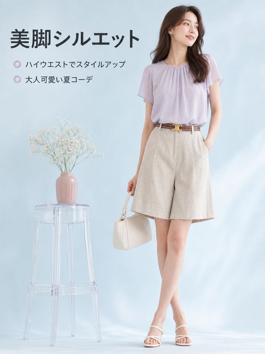 夏用レディーススリム快適ストレートショートパンツ