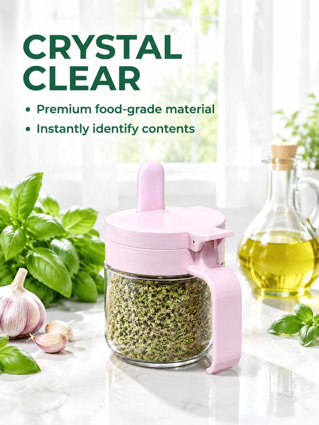 Modern kitchen seasoning organizer with clear storage design