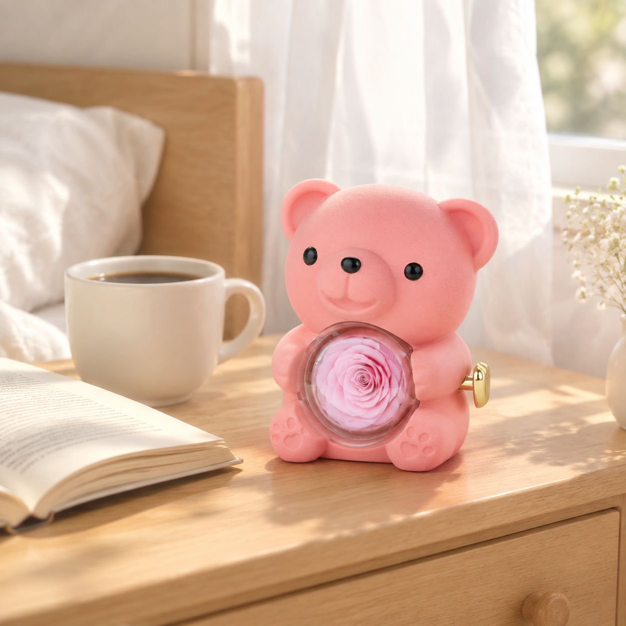 곰 인형 프리저브드 플라워 주얼리 박스
