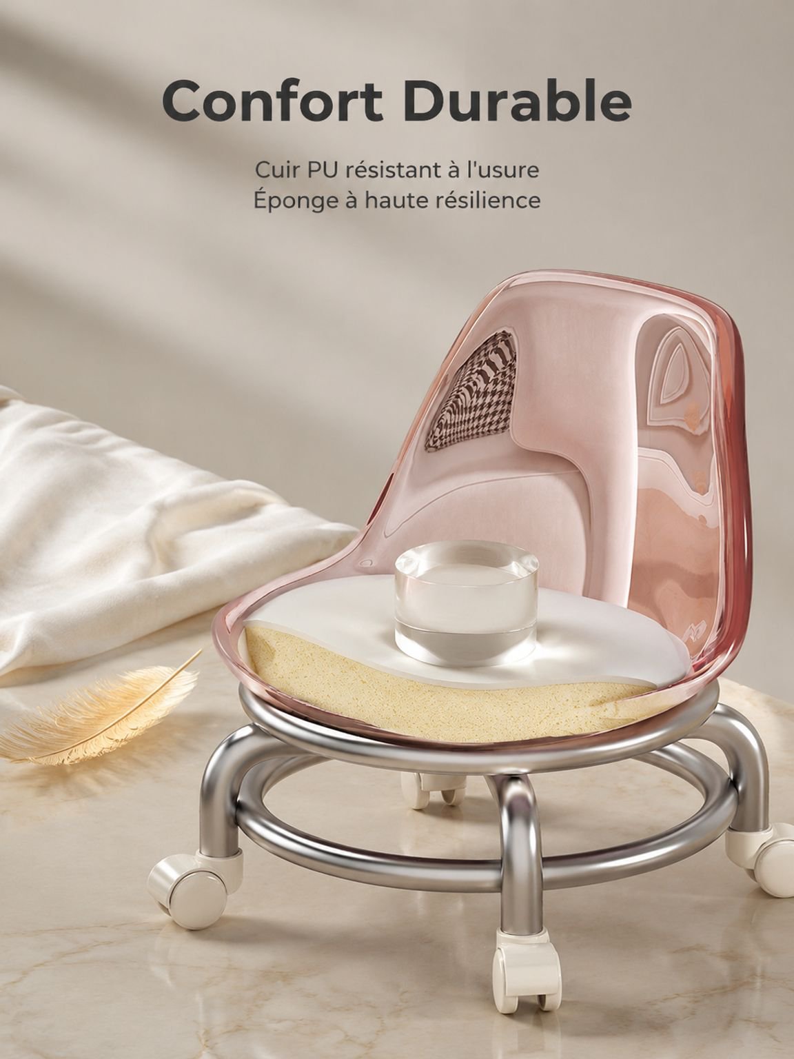 Tabouret à roulettes pour enfant dans un espace de jeu