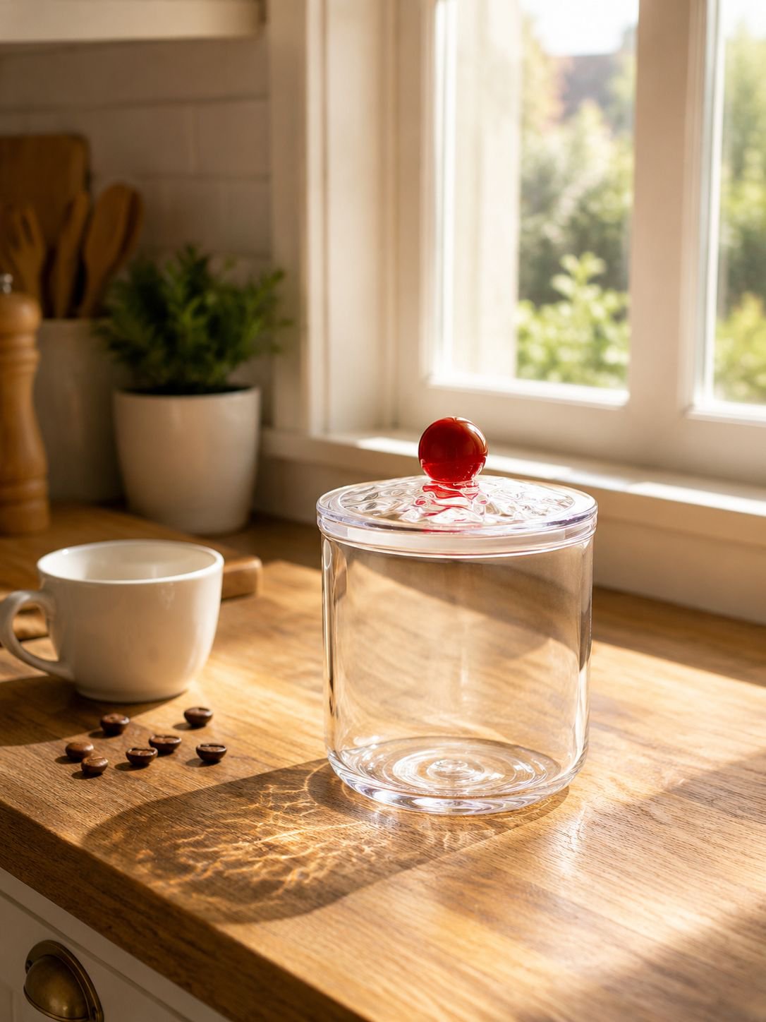 Airtight coffee bean storage canister with sealed lid