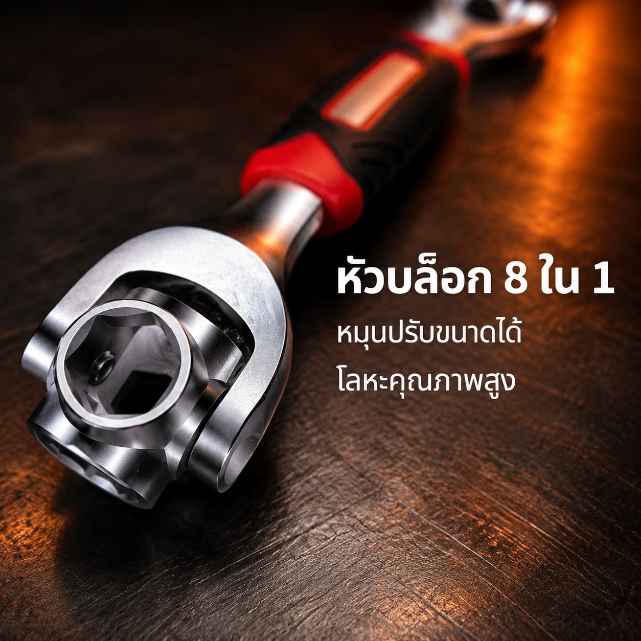 ประแจอเนกประสงค์ 8-in-1 ด้ามยาง ประแจซ็อกเก็ตปรับได้แบบมัลติฟังก์ชั่น