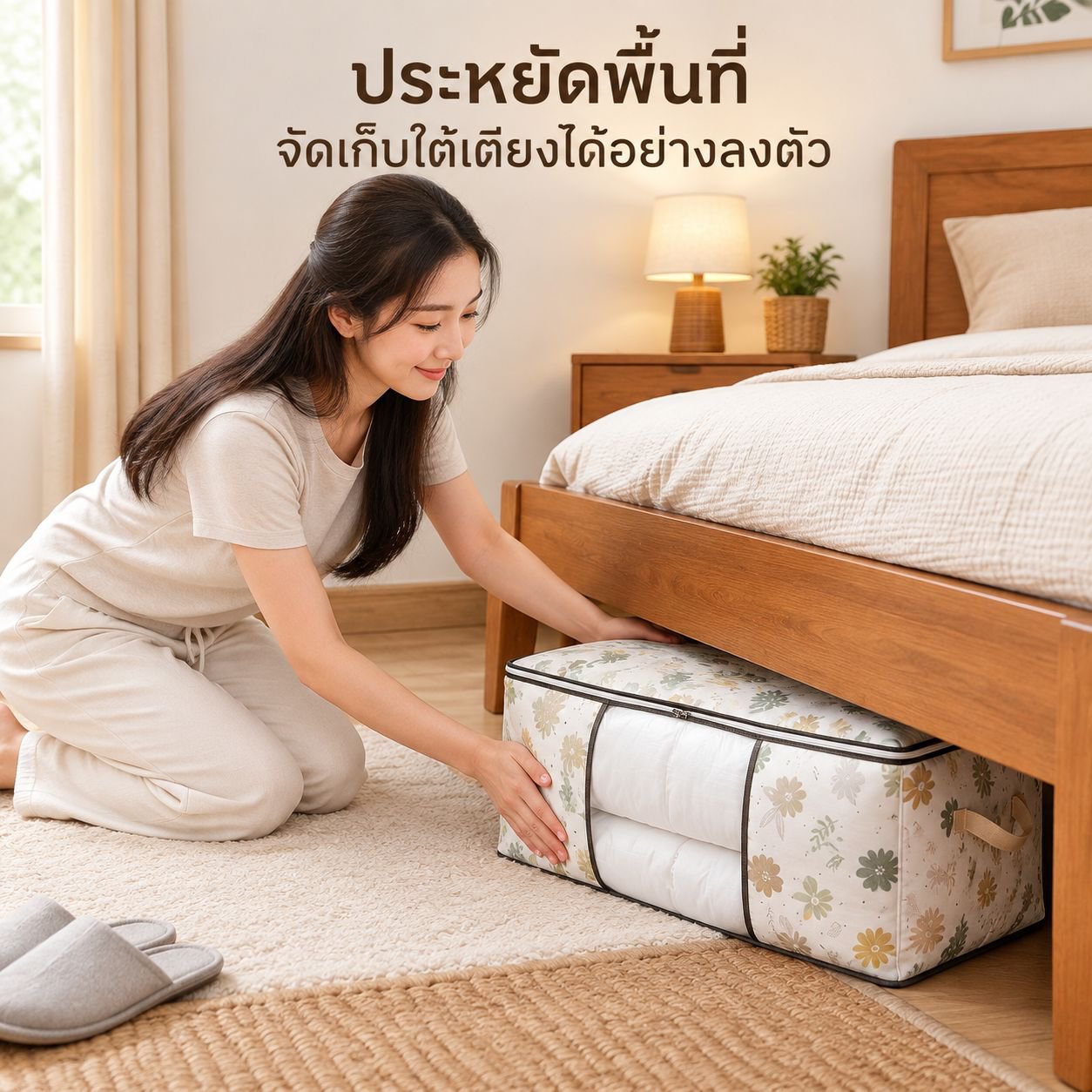 ถุงเก็บผ้านวมและเสื้อผ้าแบบหนา พร้อมช่องหน้าต่างใส
