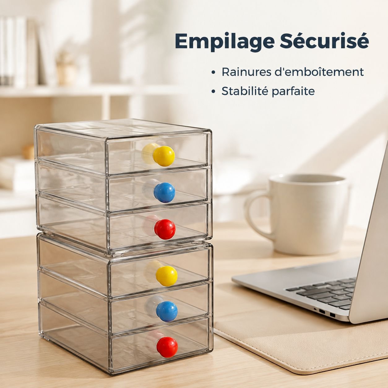 Boîte de rangement de bureau à tiroirs, multi-couches