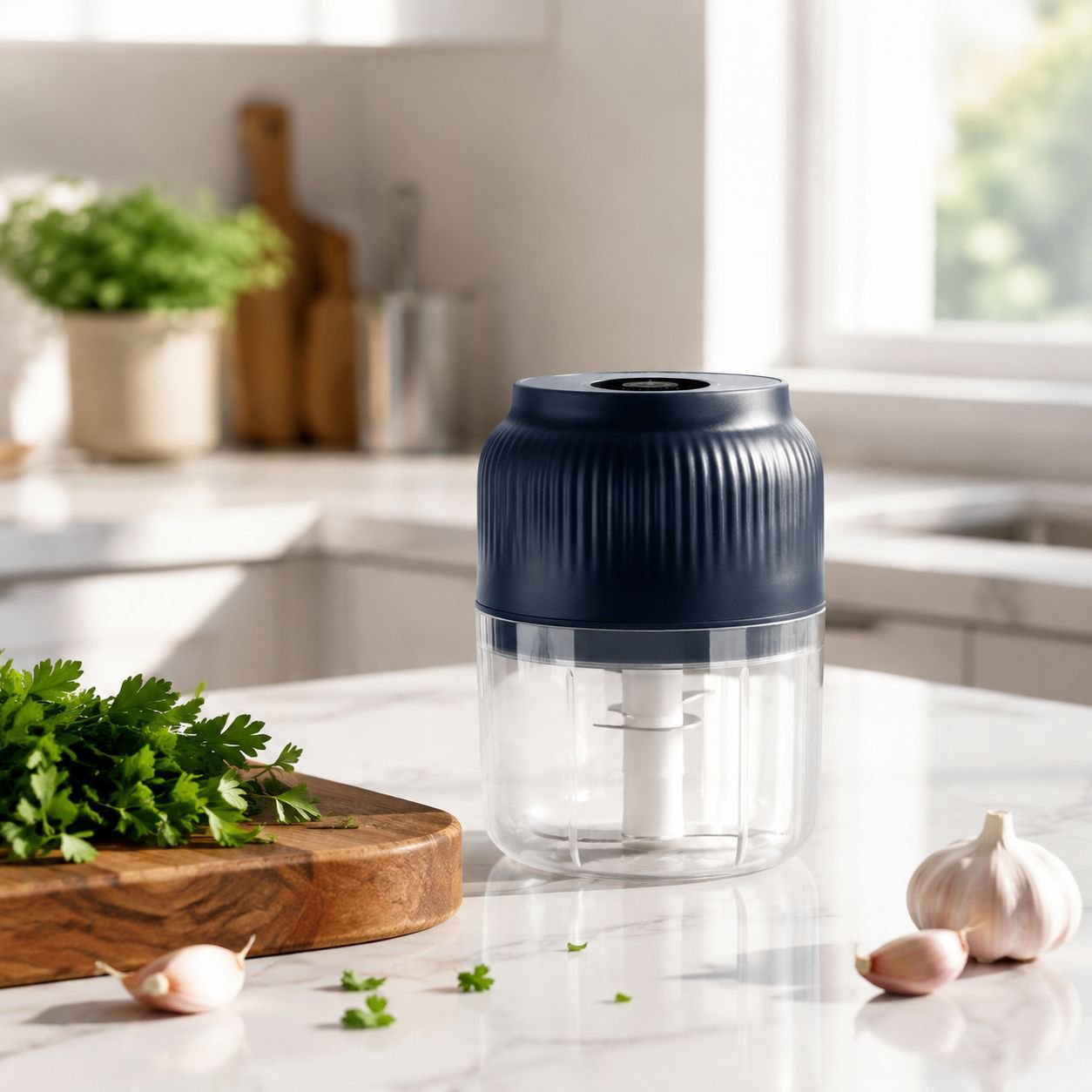 Household Wireless Mini Electric Meat Grinder and Garlic Crusher