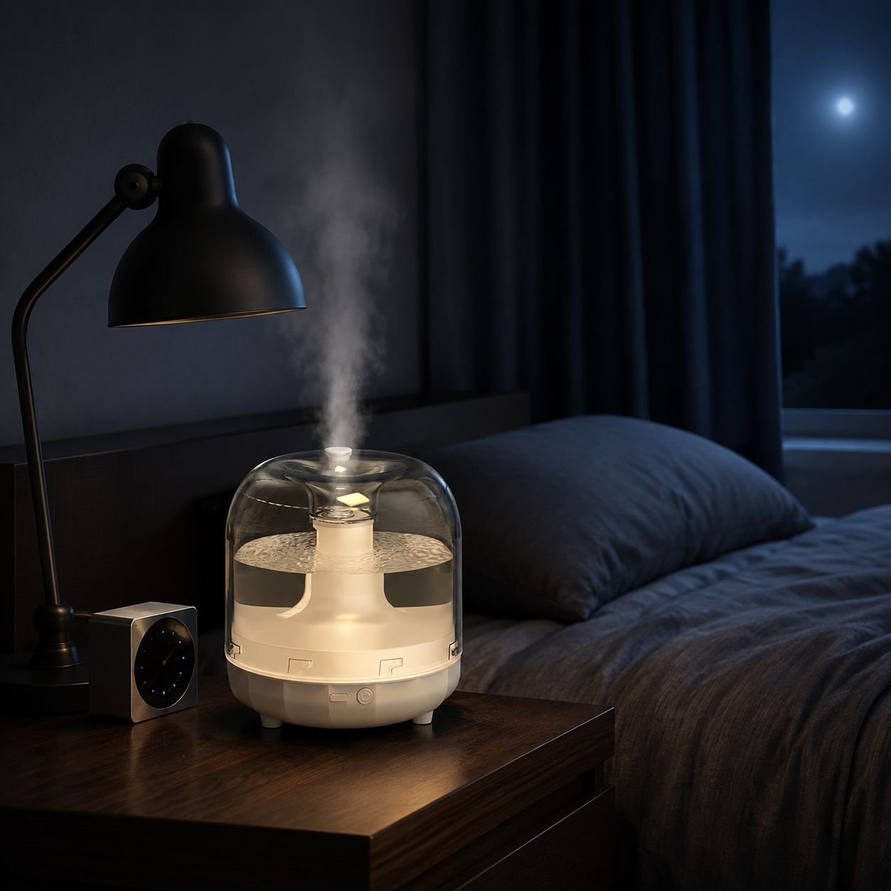Humidificador silencioso para dormitorio, purificador de aire adecuado para embarazadas