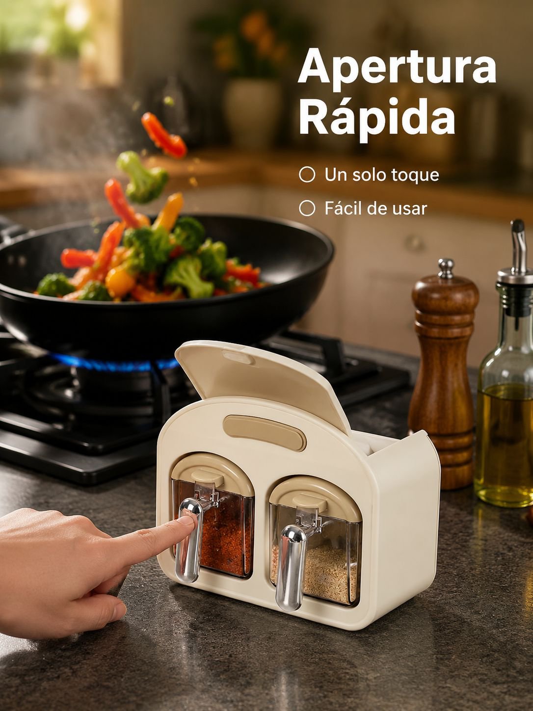 Caja de condimentos y estante para condimentos