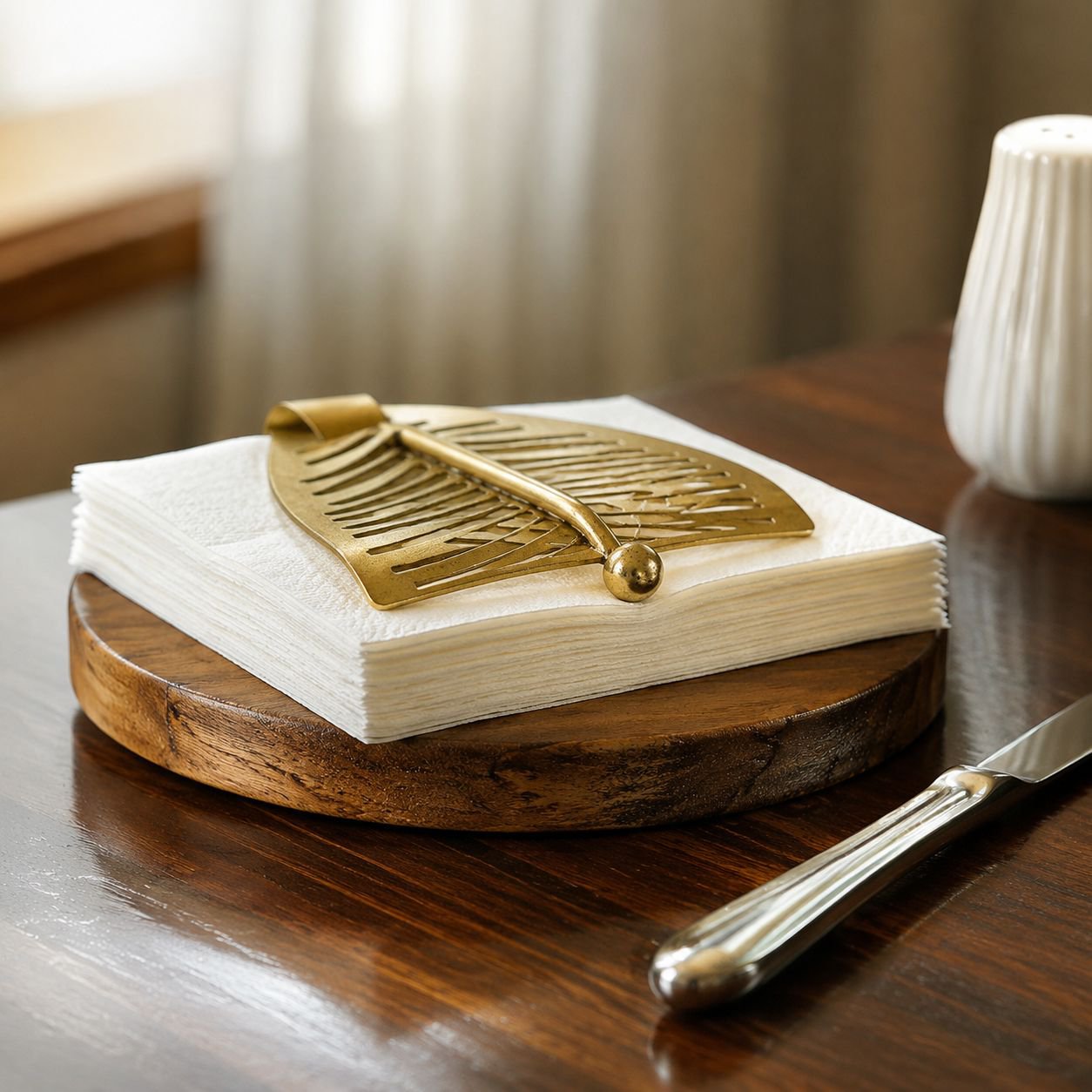 Elegant leaf shaped tissue holder for hotel and home