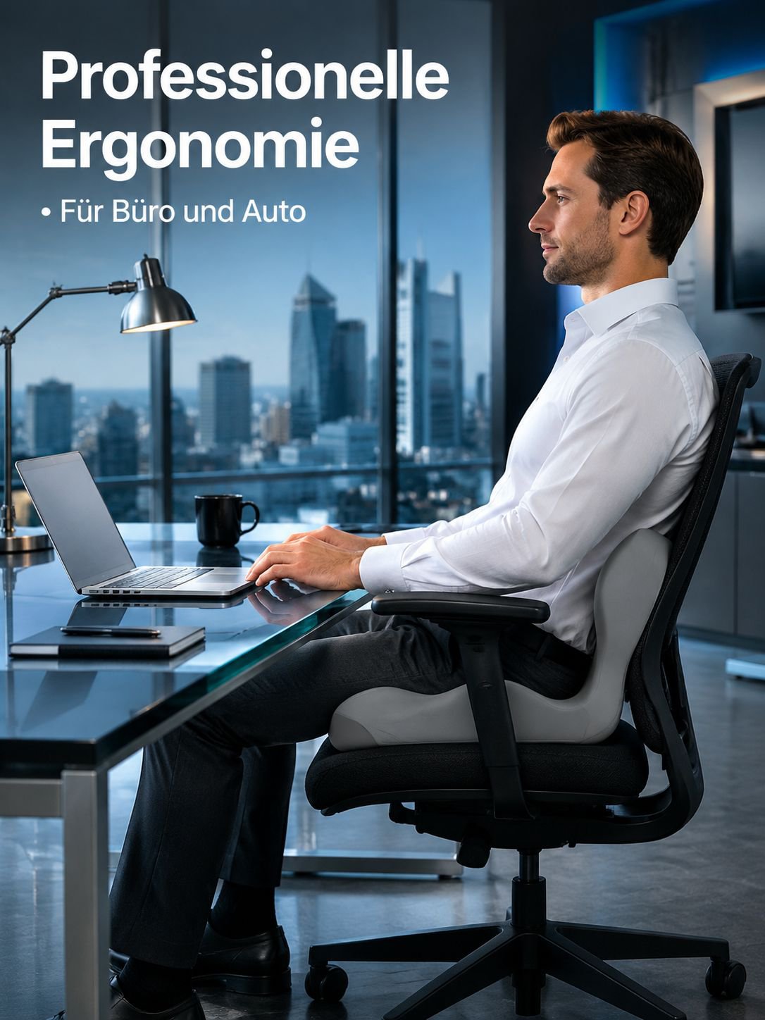 Ergonomisches Rückenlehne-Sitzkissen aus Memory-Schaum mit Lendenstütze