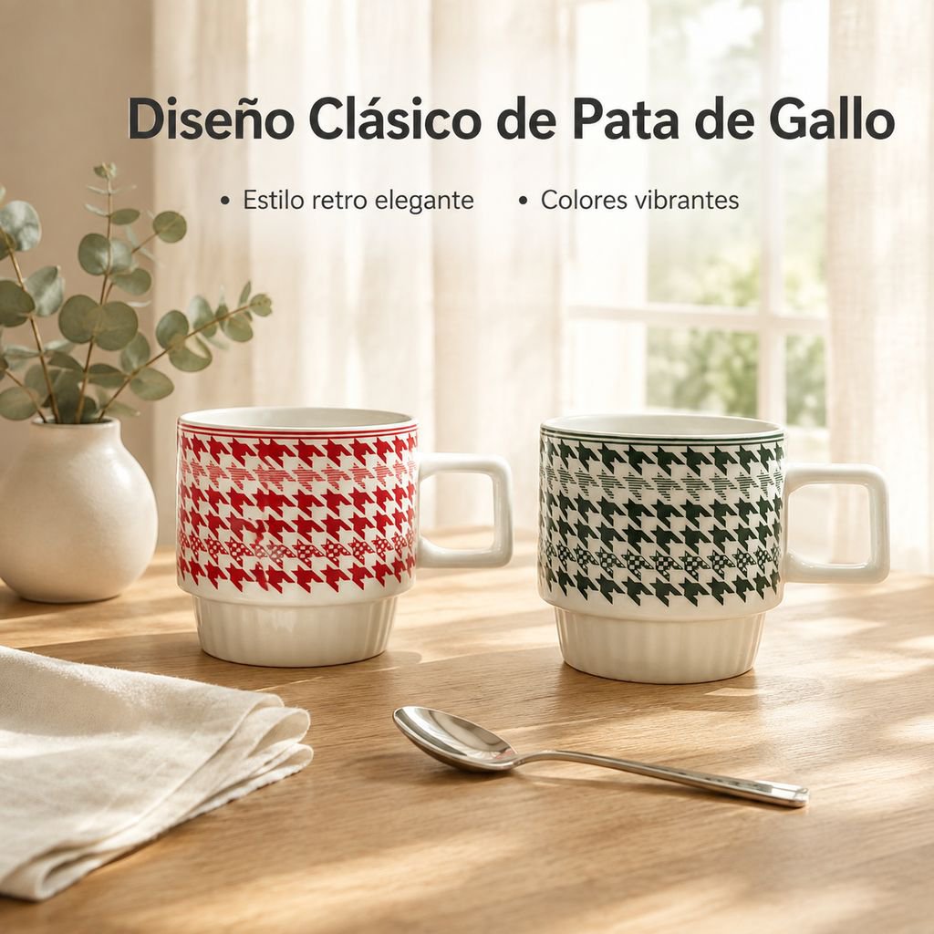 Taza con estampado de pata de gallo