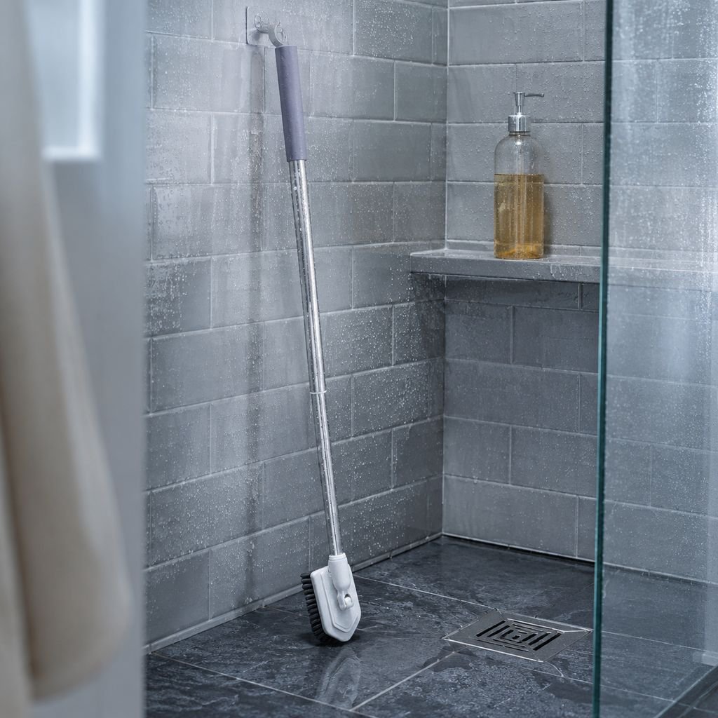 Stiff bristle brush for scrubbing tough stains on floors