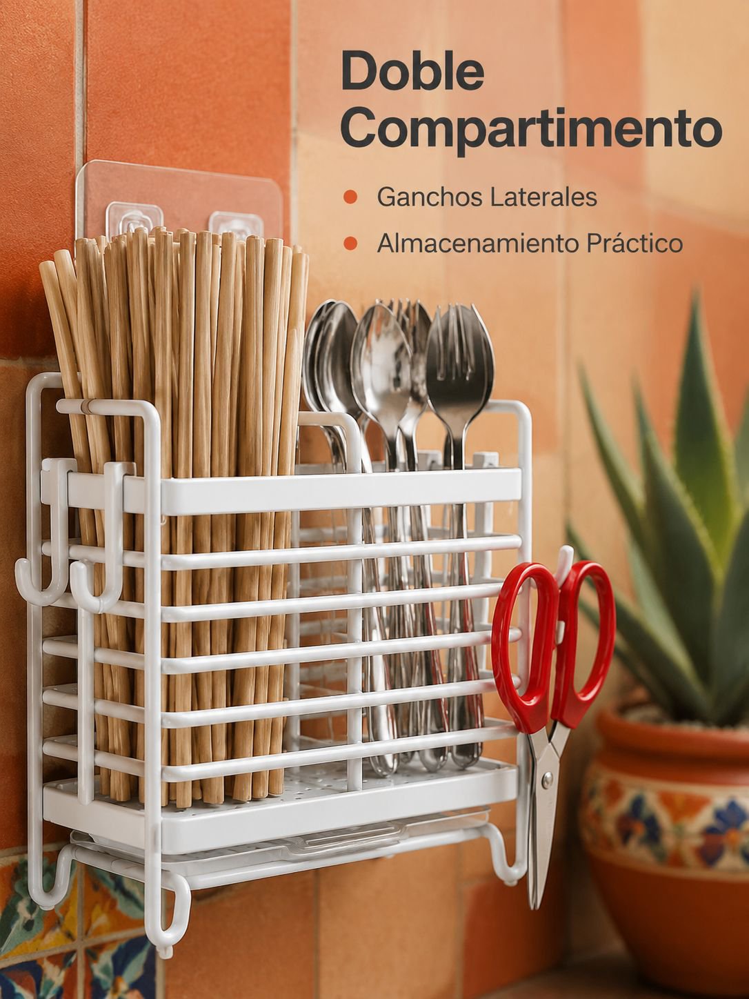 Cesta para palillos de cocina montada en la pared