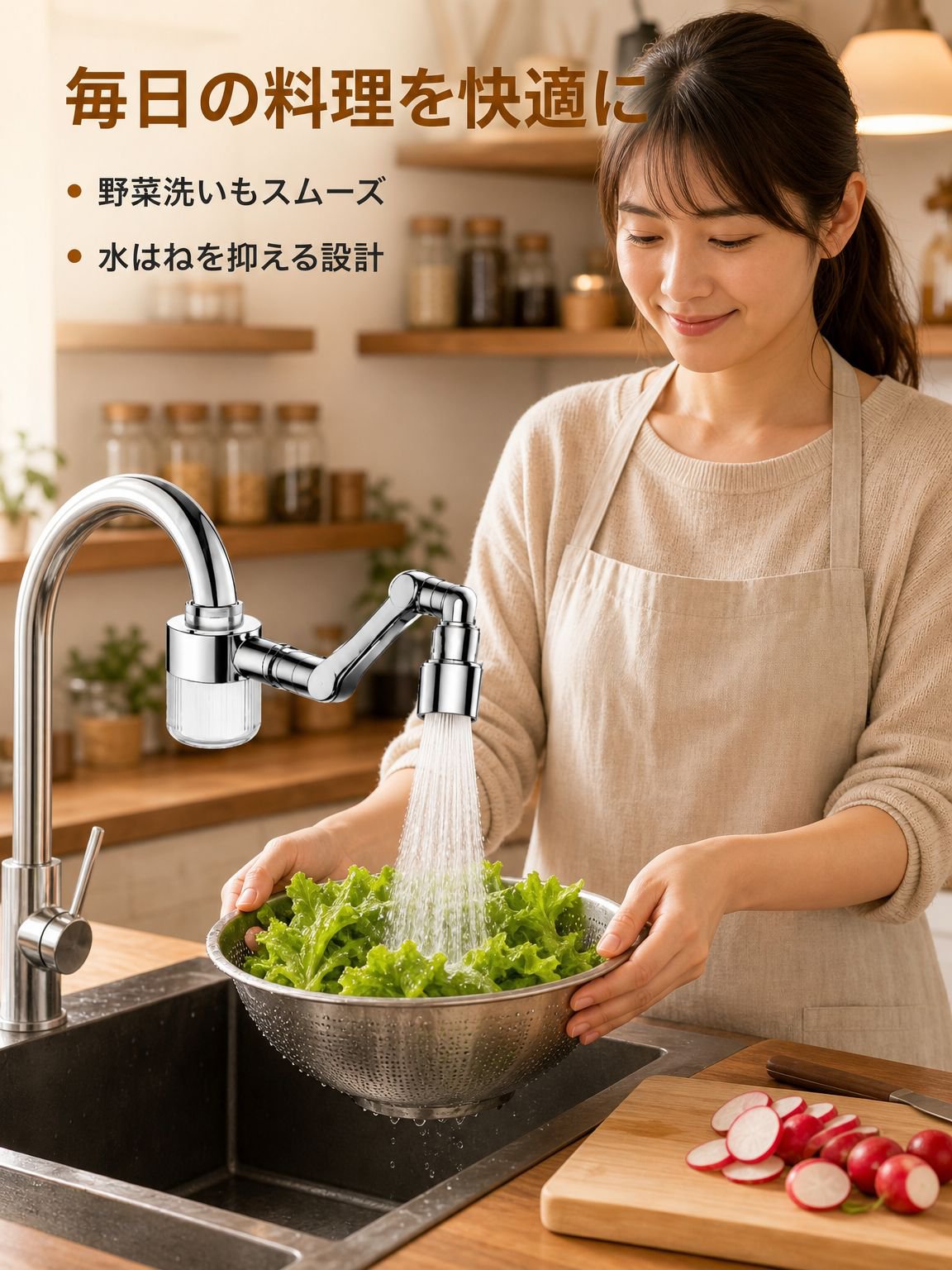 伸縮式回転多機能水栓