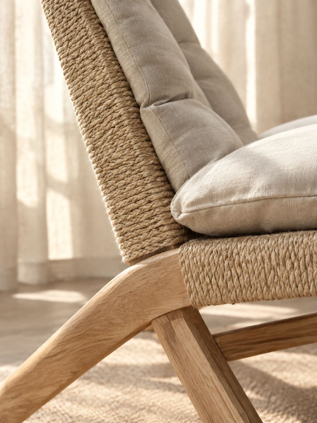 Massiver Roteichen-Sessel mit Rückenlehne für Winter und Sommer