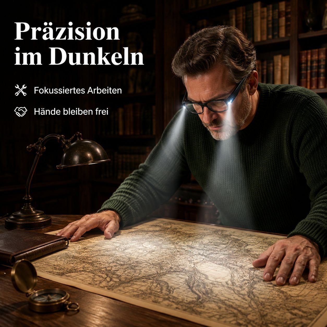Nachtsicht-Lesebrille mit hoher Auflösung und integrierter Beleuchtung